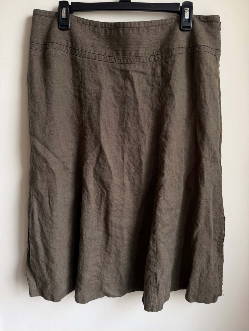 Talbots Pure Irish Linen Split Hem Swing Skirt Side Zip Womens 16